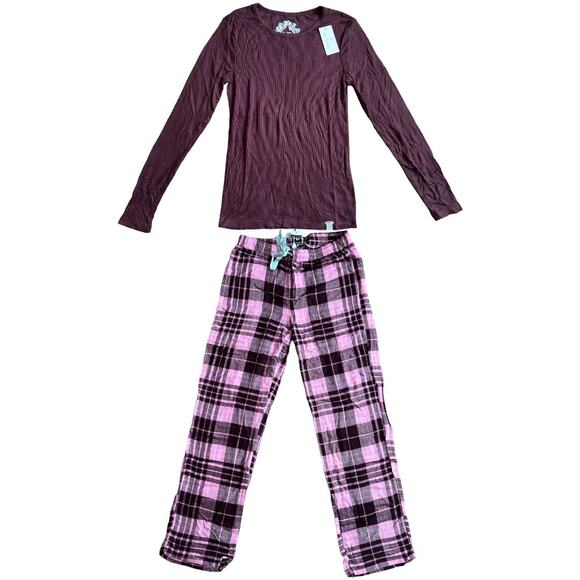 Vera Bradley Other - Vera Bradley Burgandy/Pink Plaid Top + Pajama Pant Set, S